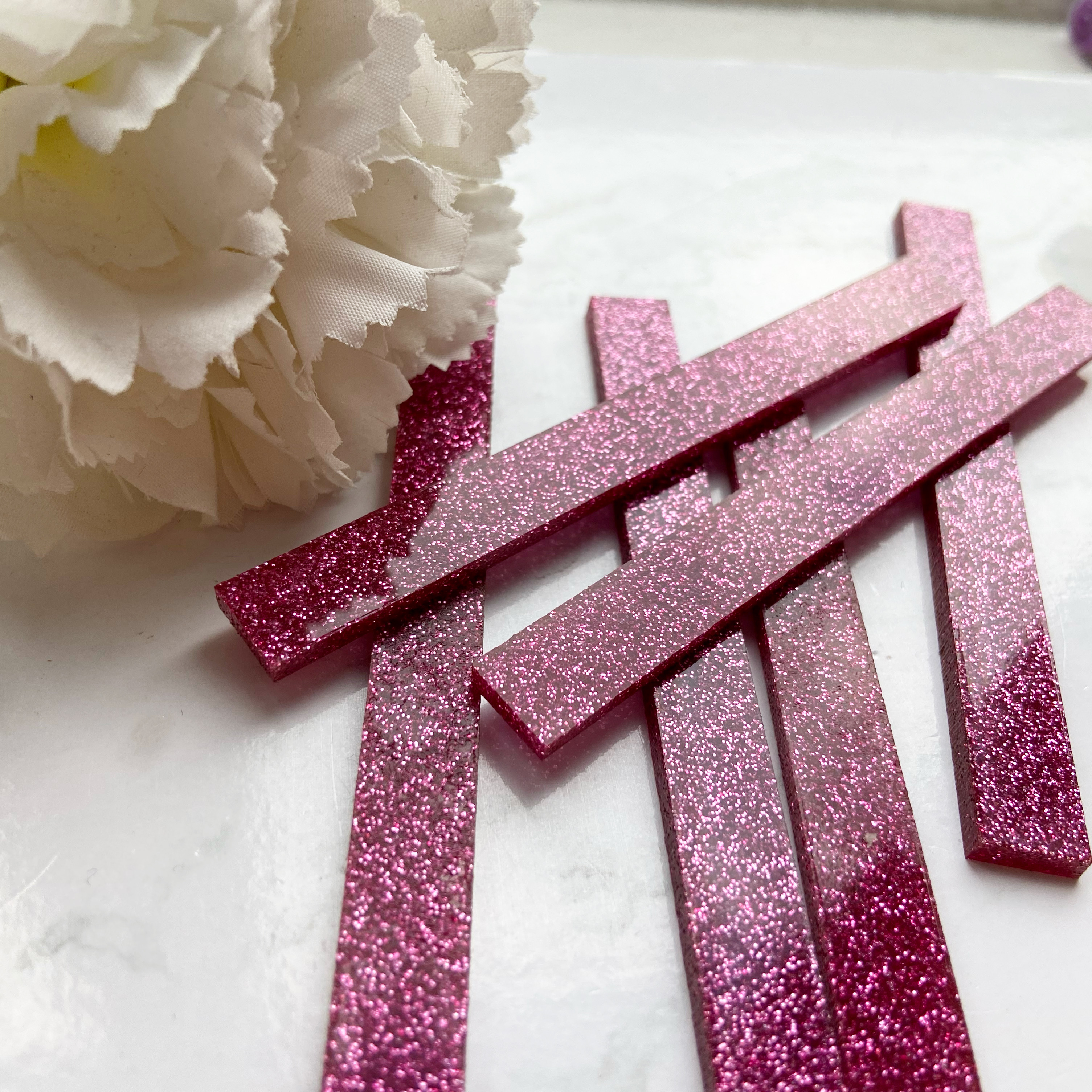 pink glitter cake pop sticks