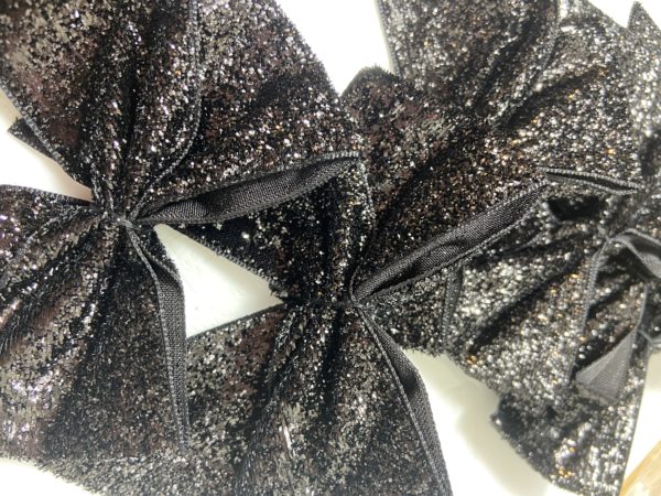 black glitter bows