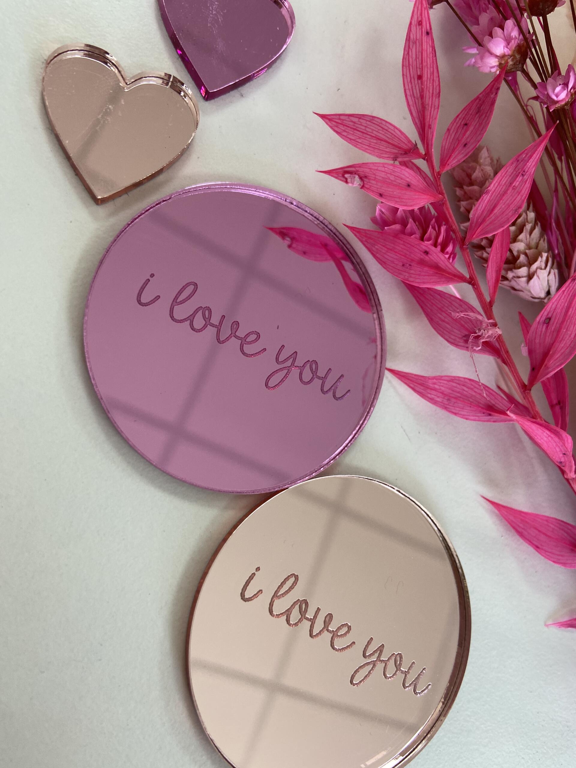 Rose Gold 'i love you' Mirrored Disk