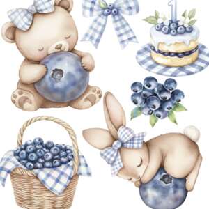BlueBerry Animals Cake Toppers