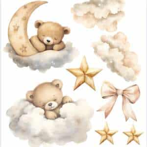 Nude Bear on Clouds Cake Toppers