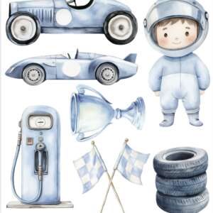 Blue Racing Car Cake Toppers