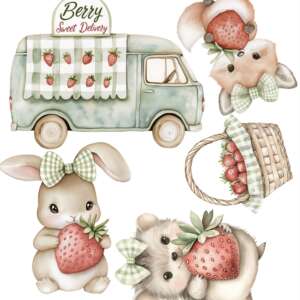 Strawberry Animals Cake Toppers