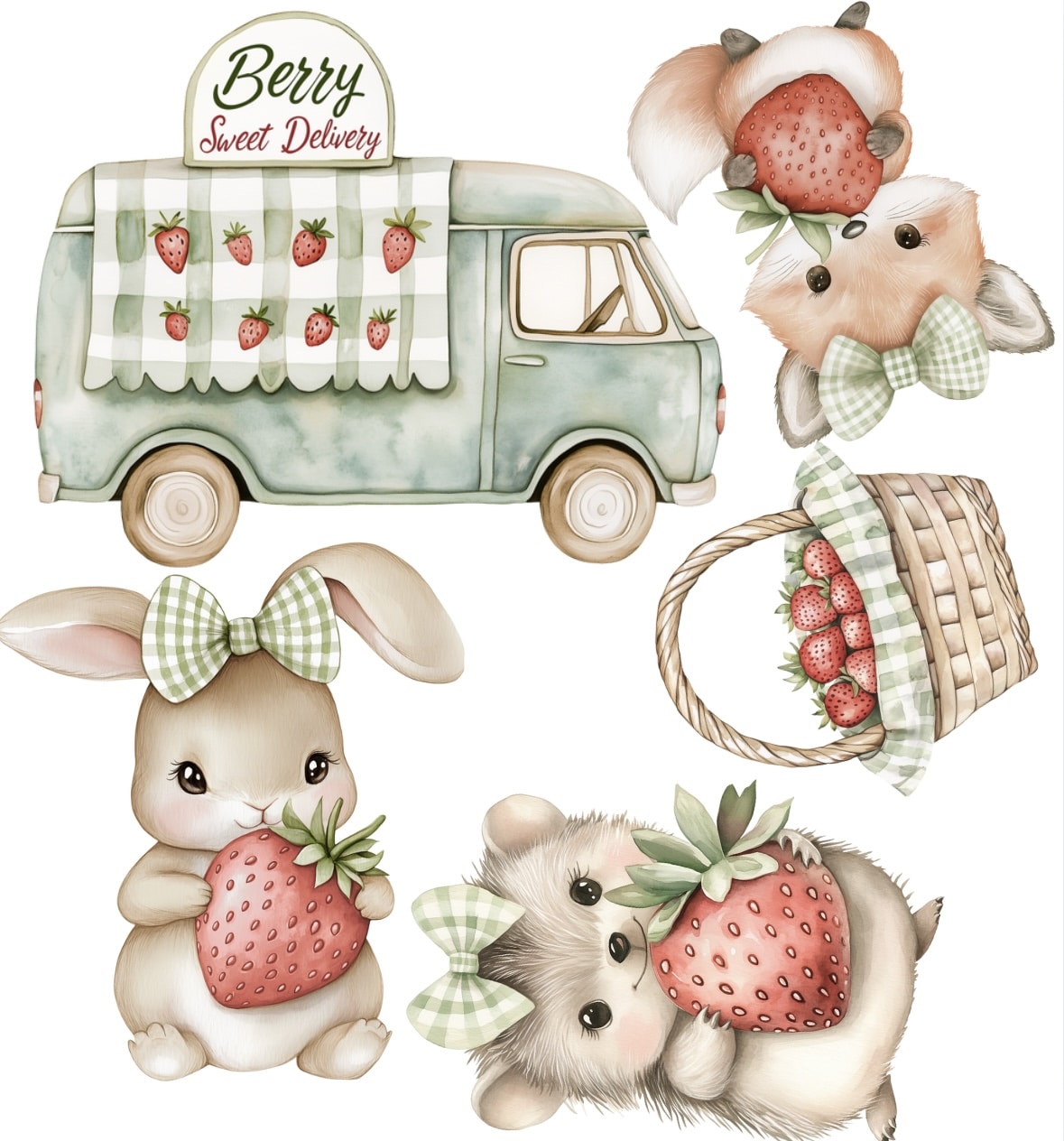Strawberry Animals Cake Toppers