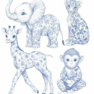 Blue Toile Cake Toppers