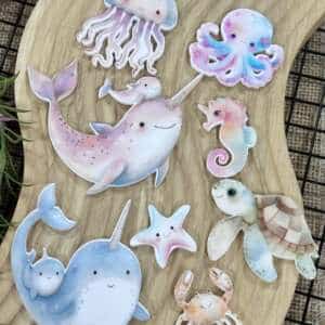 Narwhale Cake Topper Set