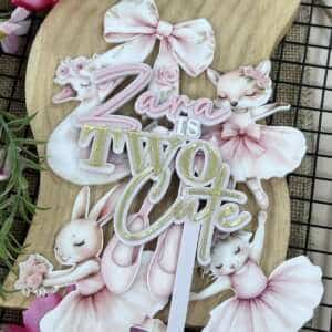 Personalised Name is Two Cute Birthday Cake Topper