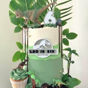 Double Layered Jurassic Themed Custom Personalised Cake Topper