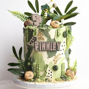 Doubled Layered Dinosaur Name themed Cake Topper