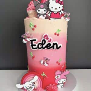 Doubled Layered Hello Kitty themed Cake Topper