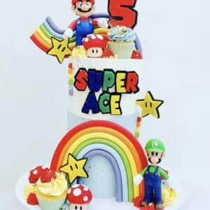 Mario Inspired Name Charm Cake Topper