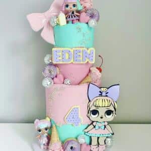 Double layered LOL Dolls Name Charm Cake Topper