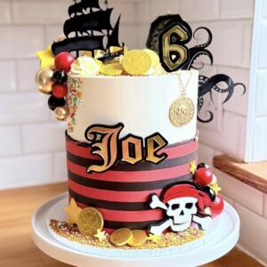 Double layered Pirate Name Charm Cake Topper