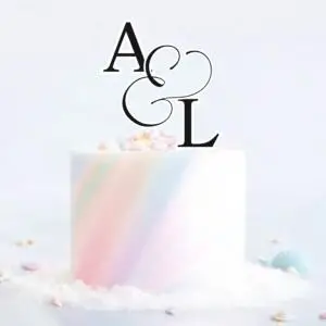 Single Layered Wedding Cake Initial Cake Topper