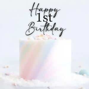 Pastel birthday cake with decorations