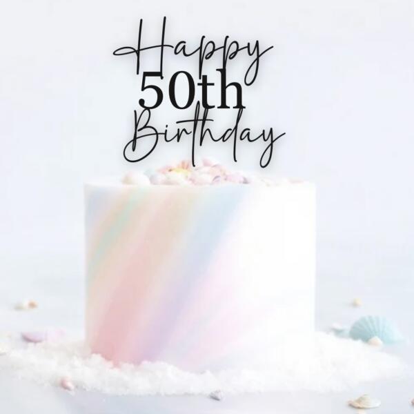 Pastel birthday cake with decorations