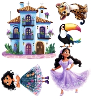 Colourful house with animated characters