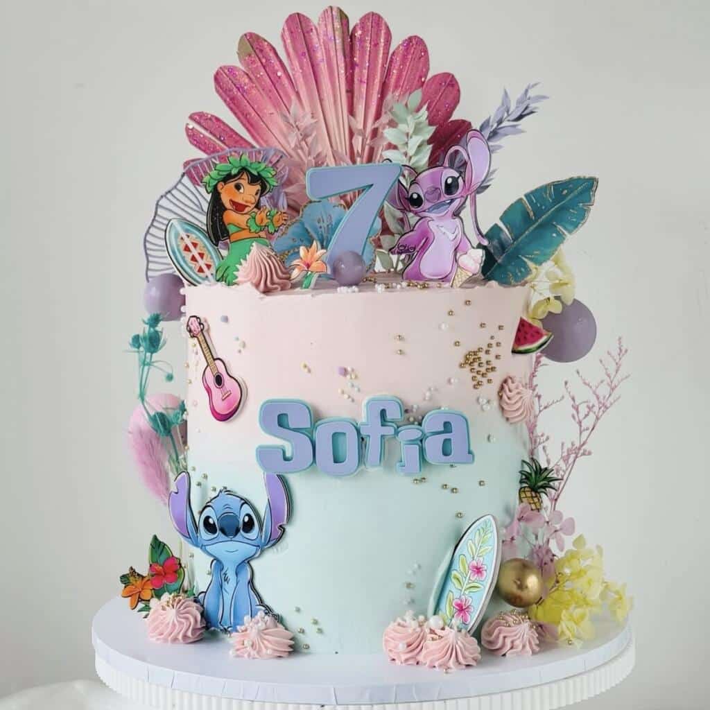Colorful Lilo and Stitch birthday cake